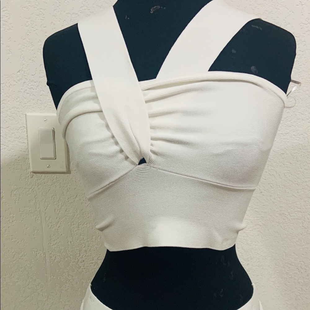 White 2pcs bebe skirt set